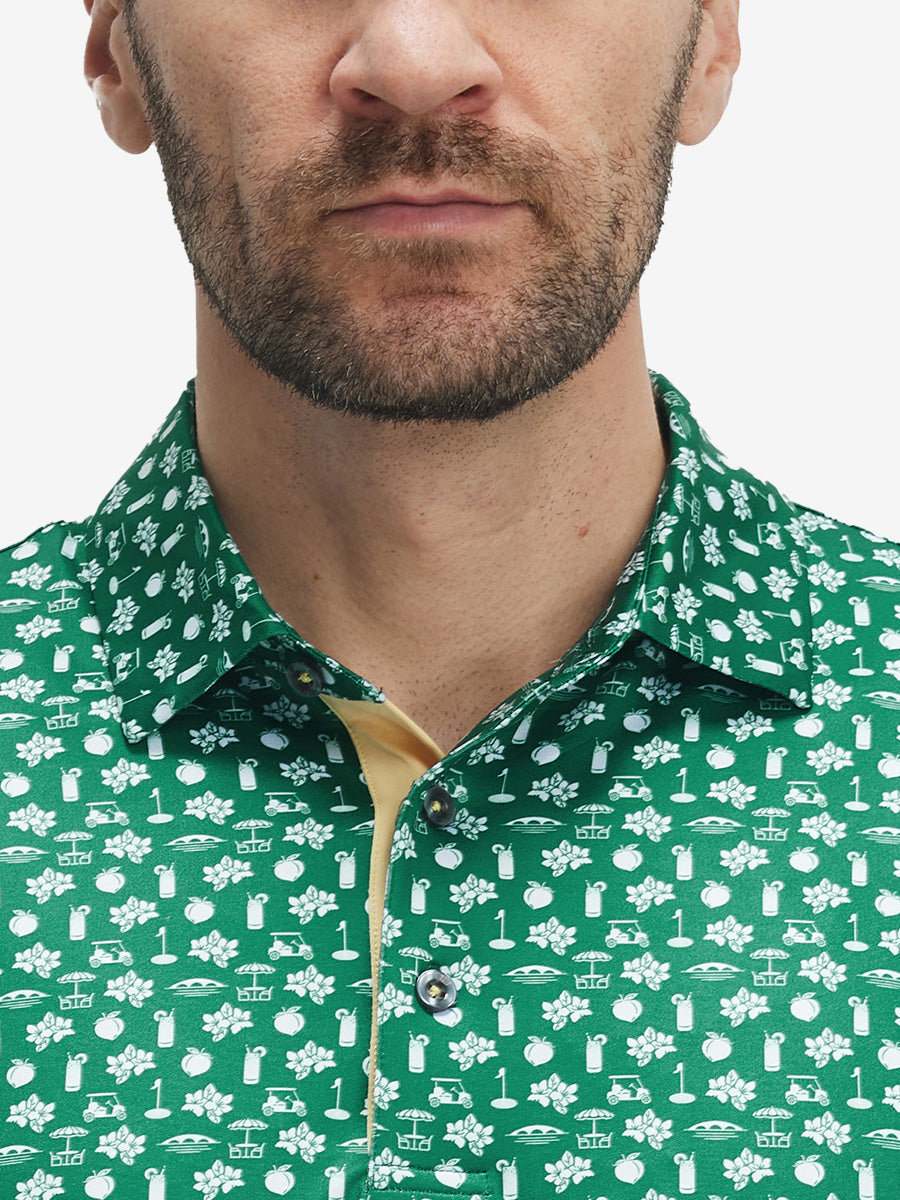 4 Way Stretch Print Collared Polo Shirts