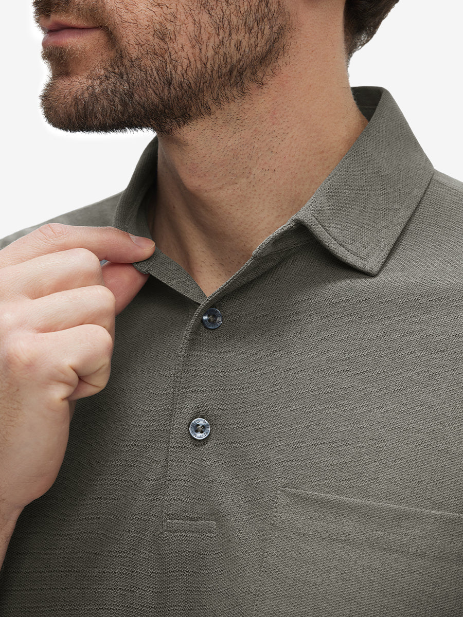 Moisture Wicking Heather Chest Pocket Golf Shirts
