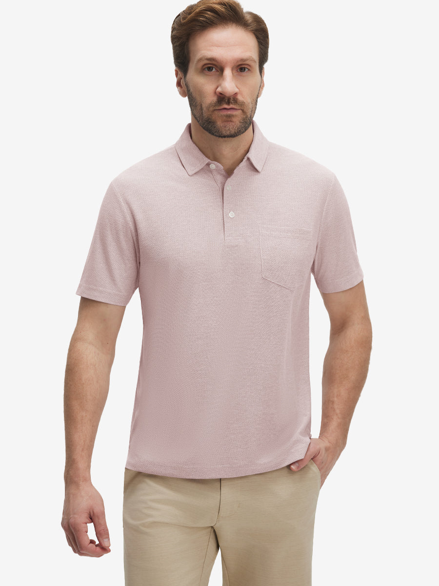 Moisture Wicking Heather Chest Pocket Golf Shirts