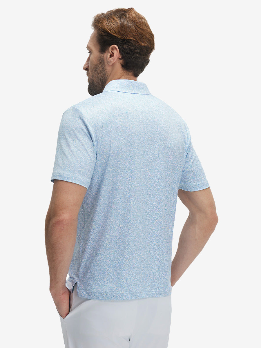 4 Way Stretch Print Collared Polo Shirts