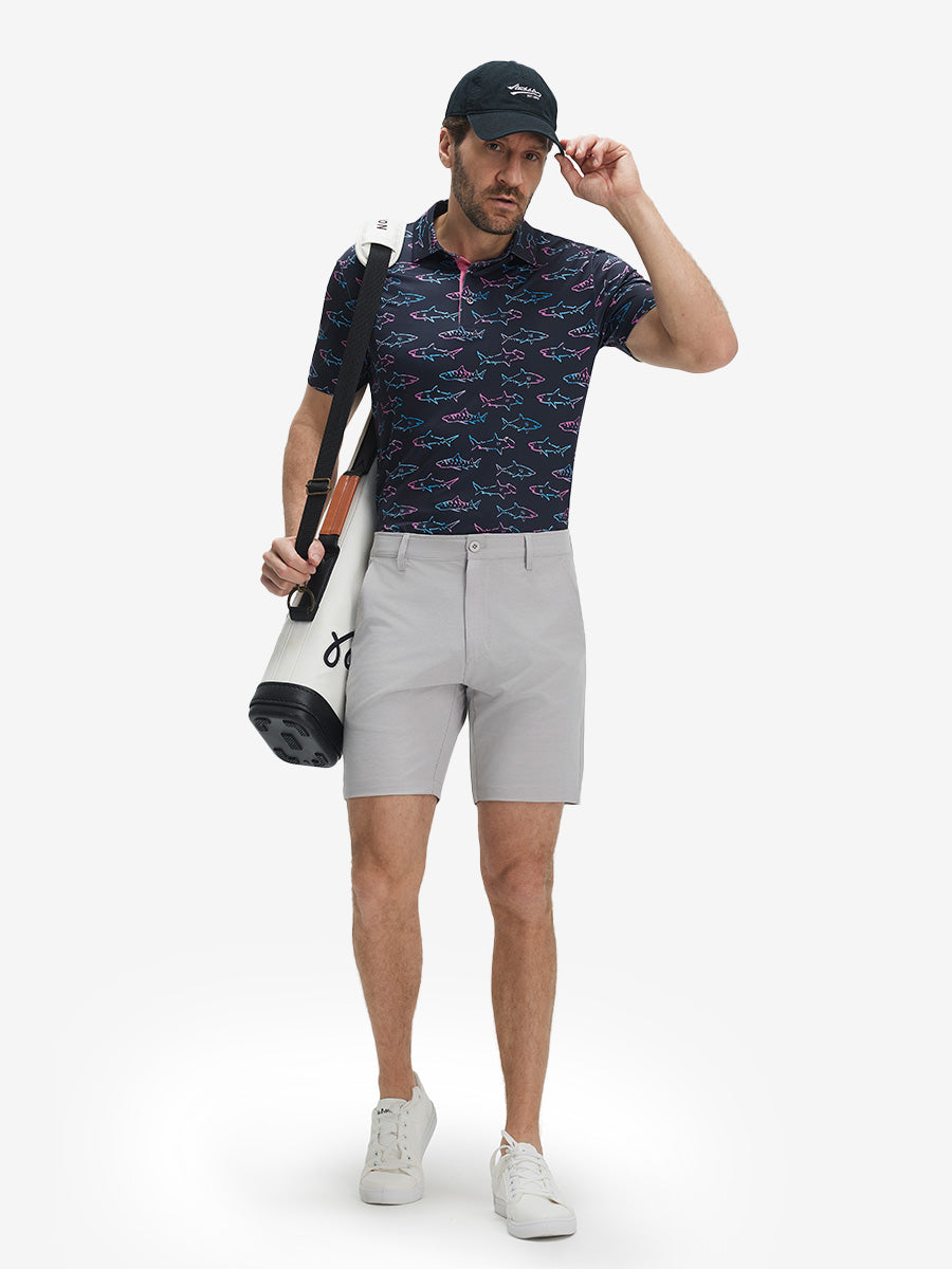 4 Way Stretch Print Collared Polo Shirts