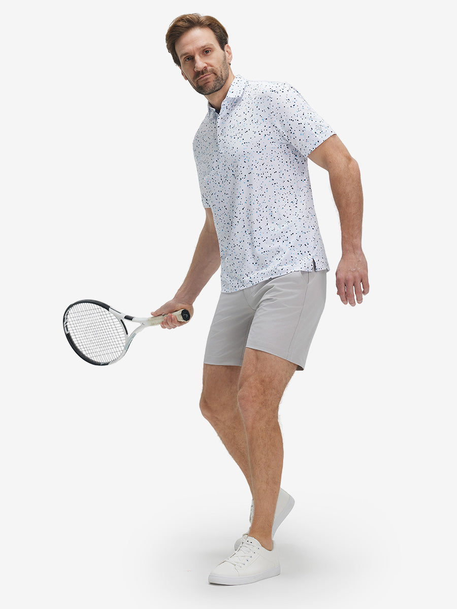 4 Way Stretch Print Collared Polo Shirts
