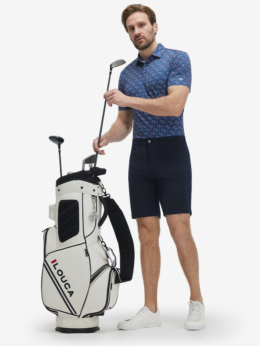 4 Way Stretch Print Collared Polo Shirts
