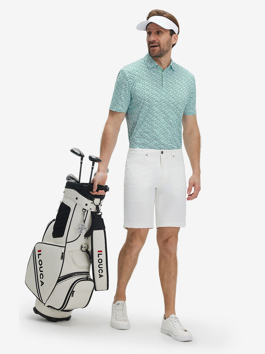 4 Way Stretch Print Collared Polo Shirts