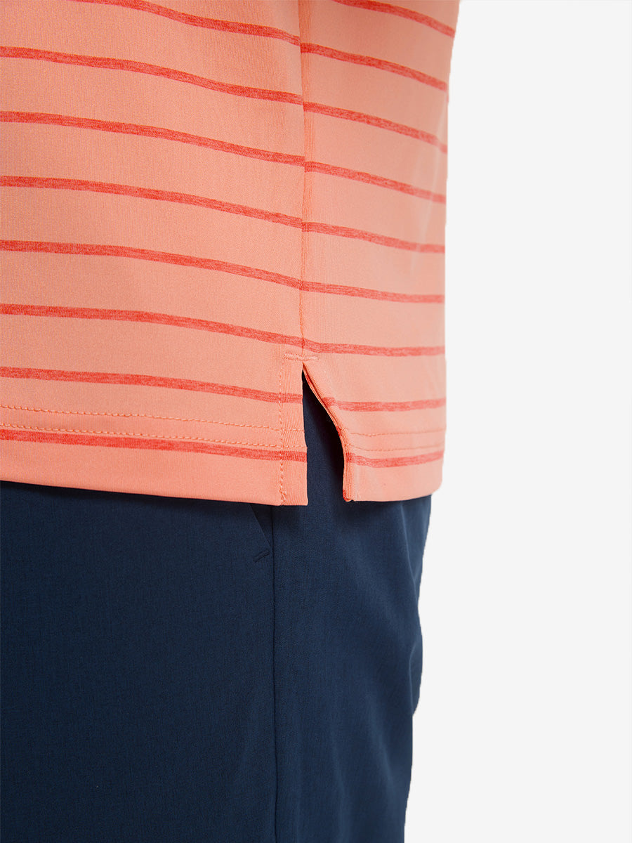 Non-Curl Ribbed Collar Striped Polo Shirts