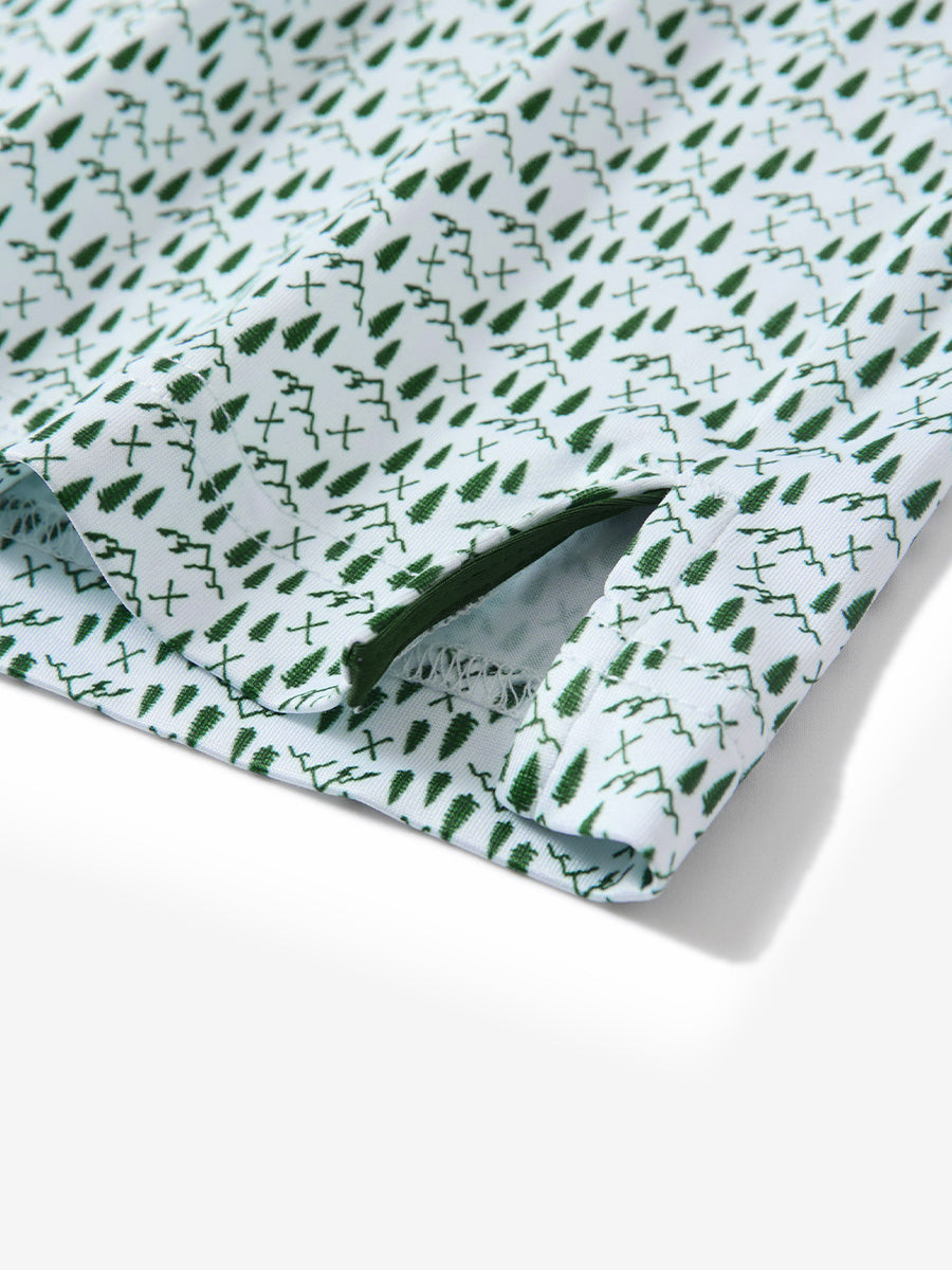 4 Way Stretch Print Collared Polo Shirts