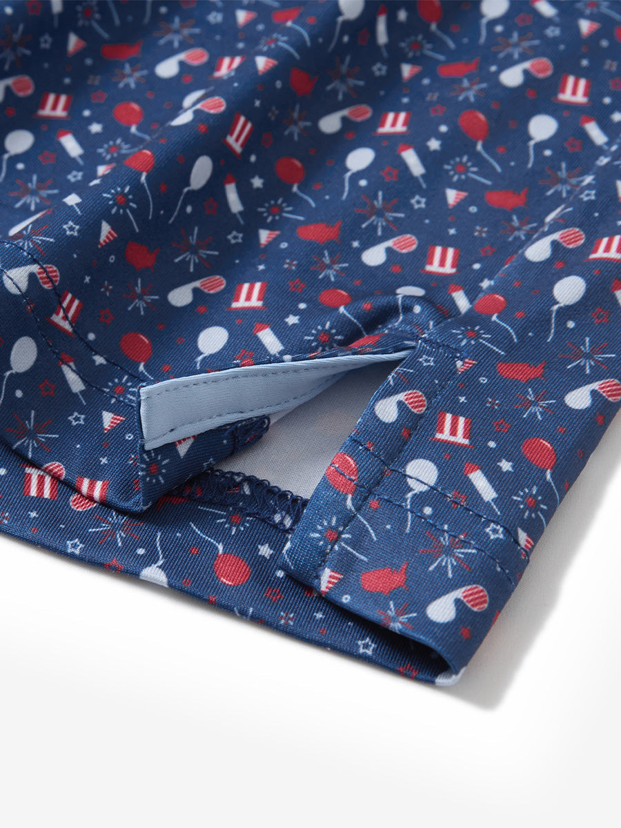 4 Way Stretch Print Collared Polo Shirts