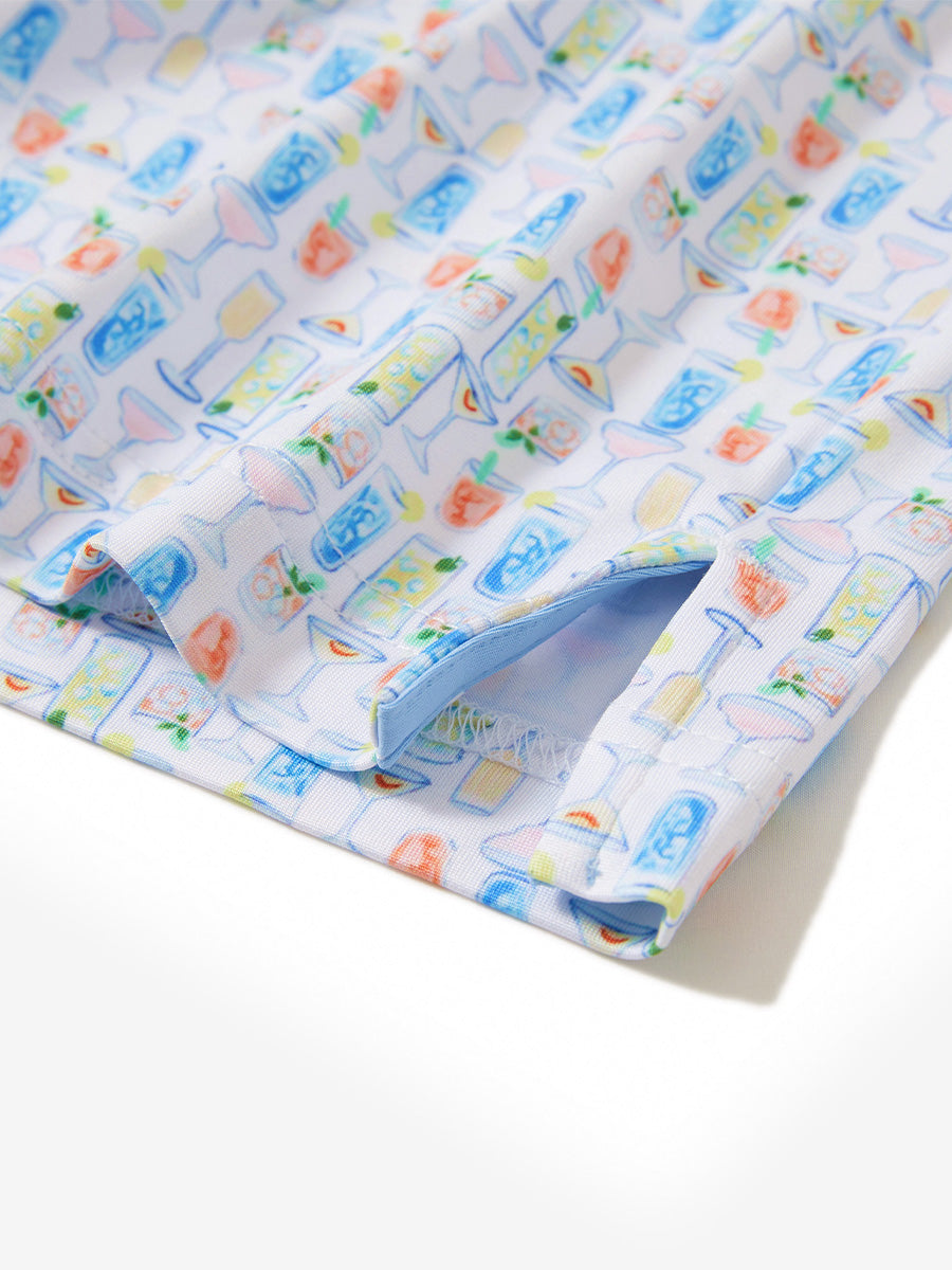 4 Way Stretch Print Collared Polo Shirts