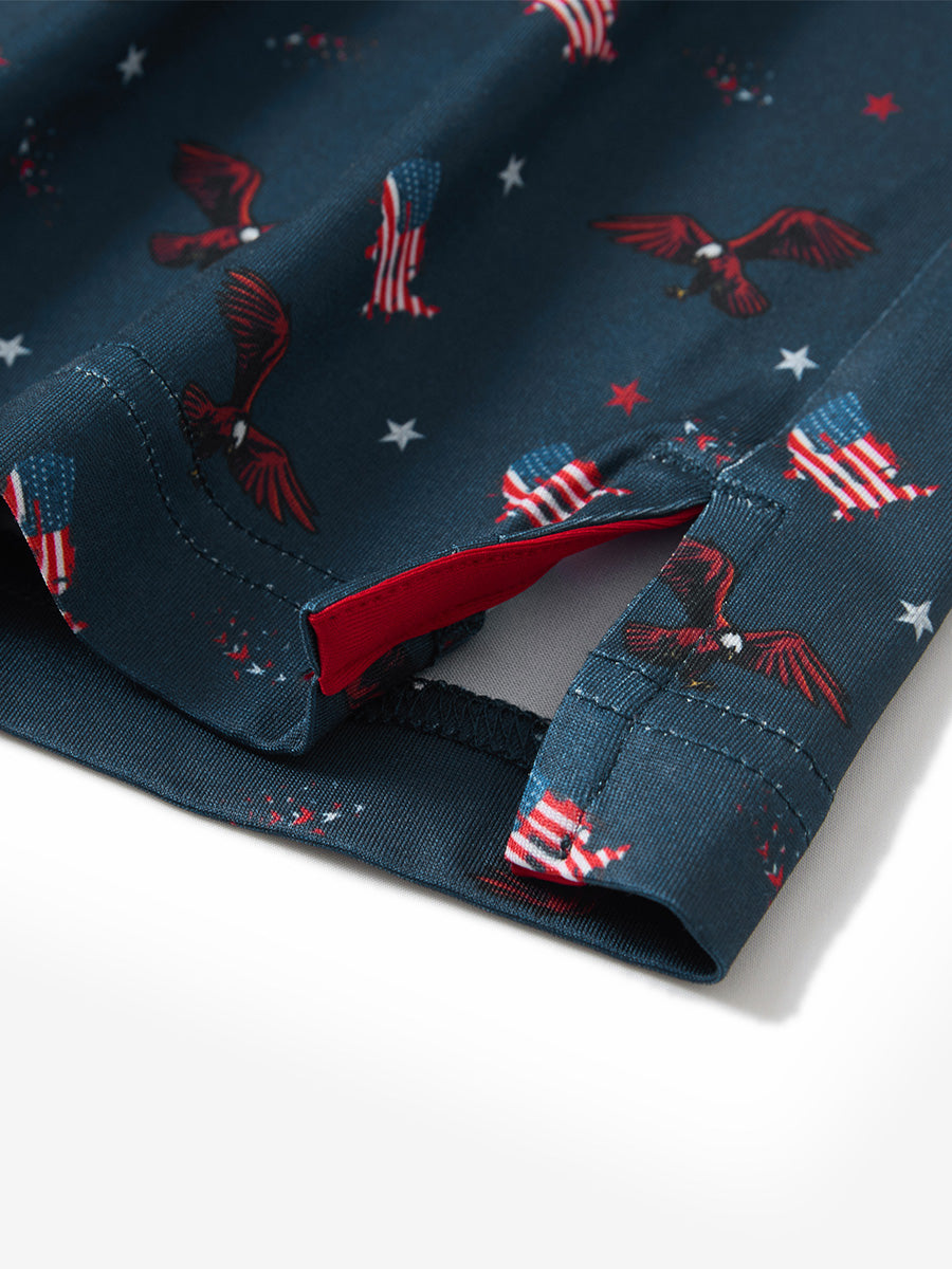 4 Way Stretch Print Collared Polo Shirts