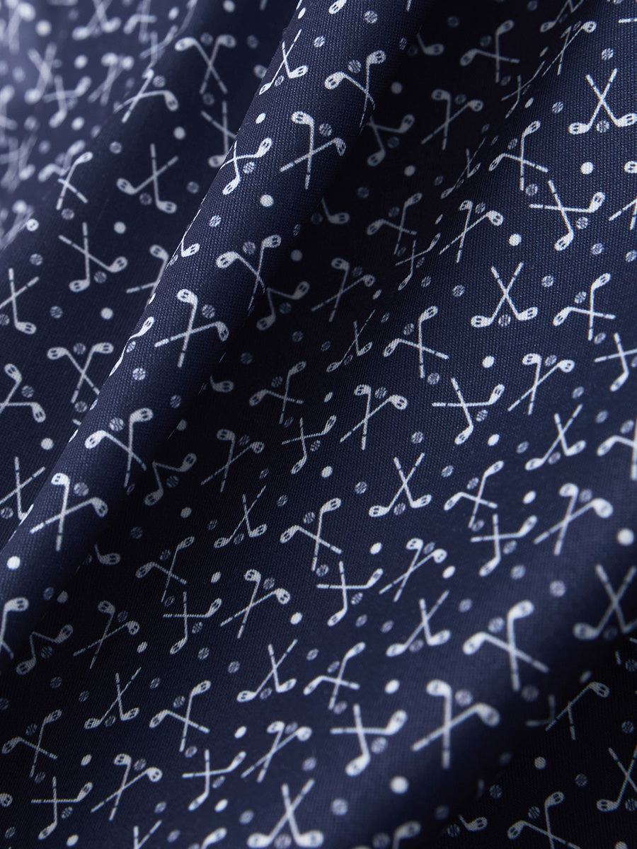 4 Way Stretch Print Collared Polo Shirts