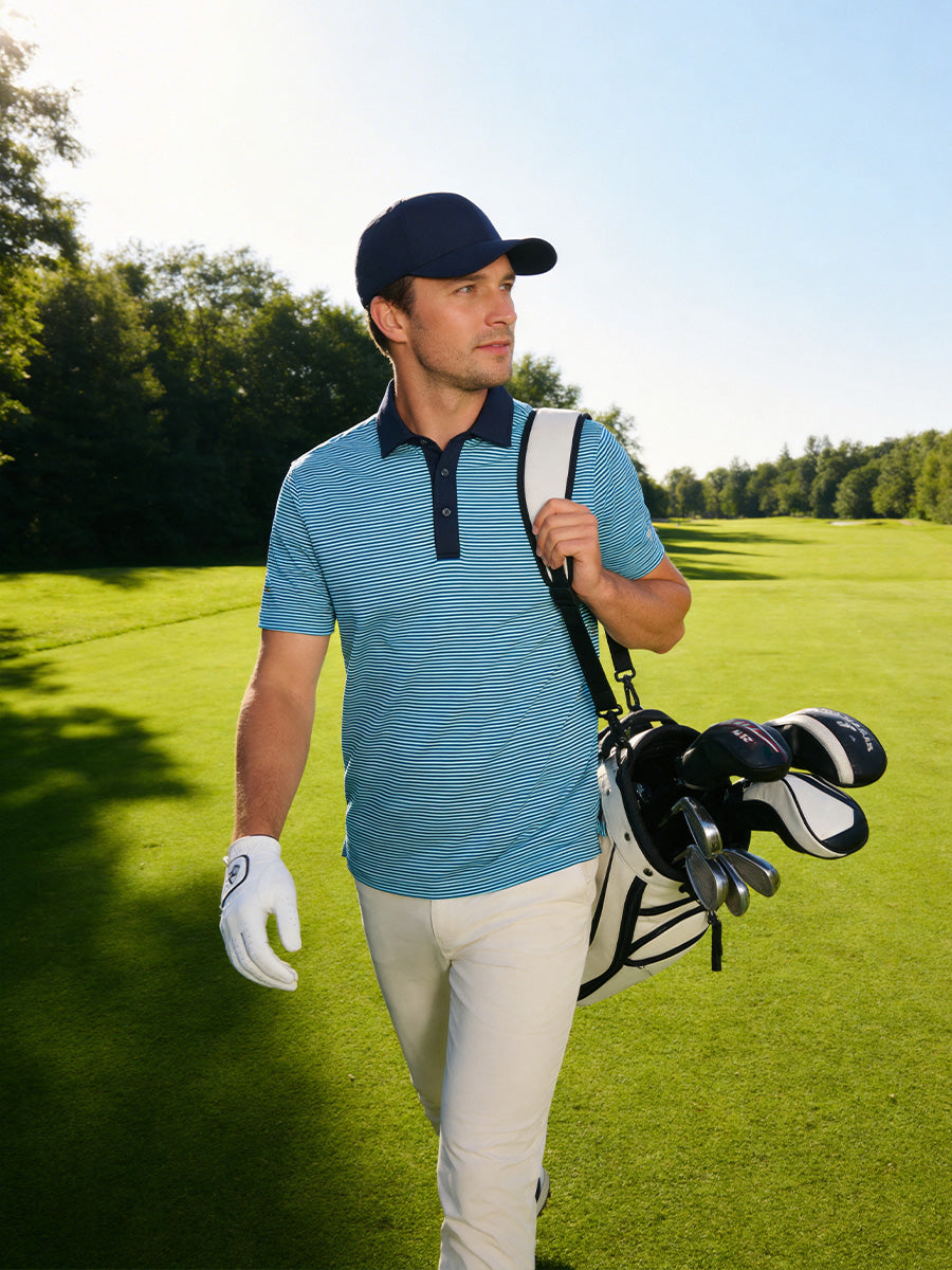 Upgraded Two-tone Striped Quick Dry Polo Shirt